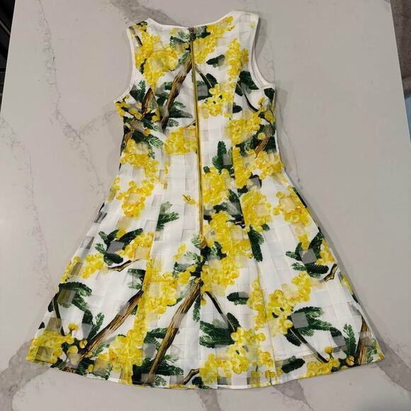 Holly Bracken Tropical Floral Sleeveless Midi Sheath Dress Women's Small Yellow - Picture 7 of 10